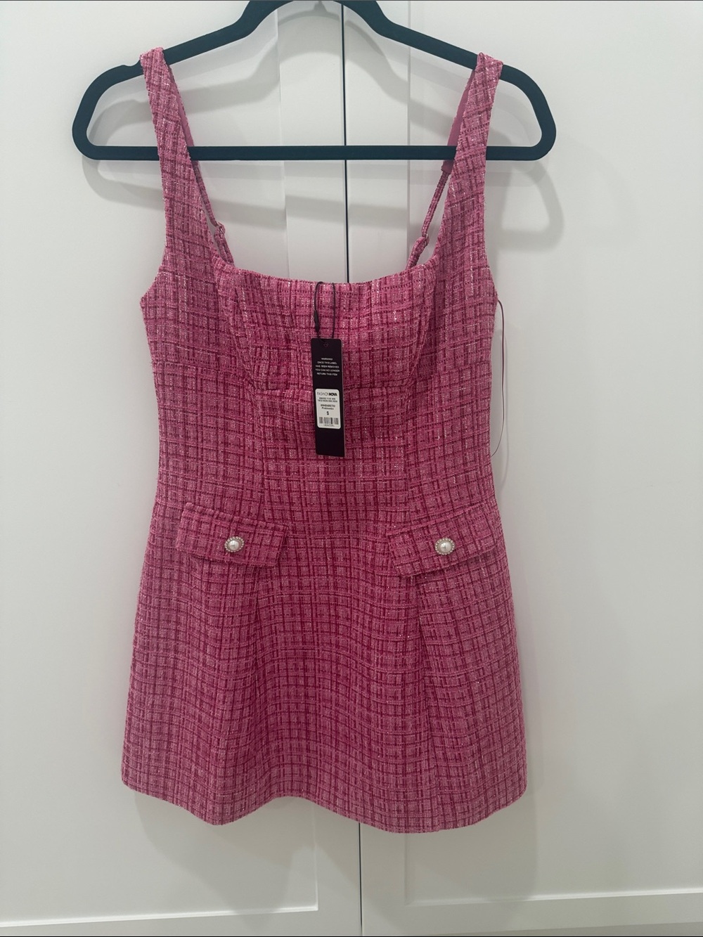 Fashion Nova Pink Tweed Mini Dress